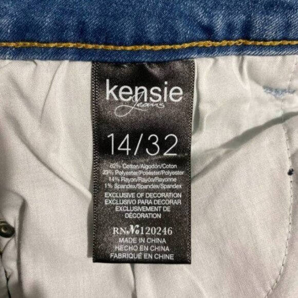 Kensie Distressed Ripped Skinny Jeans Size 14 | Blue Denim Stretch Y2K - Picture 10 of 12